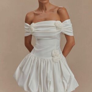 Meshki Giovanna White Dress with Floral Details